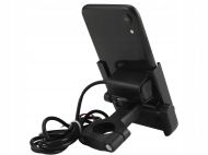 Adjustable motorcycle phone holder with USB charging