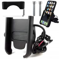 Adjustable motorcycle phone holder with USB charging
