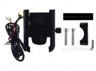 Adjustable motorcycle phone holder with USB charging