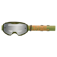 Мотокрос очила O'NEAL B-10 STRIPED GREEN/ORANGE - SILVER MIRROR V.26