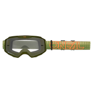 Мотокрос очила O'NEAL B-10 STRIPED GREEN/ORANGE - CLEAR V.26 