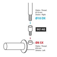 Προσαρμογέας 10mm Δεξιά > 8mm Αριστερό σπείρωμα 90140
