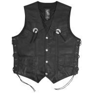 Leather motorcycle vest A-PRO GAMBLER BLACK