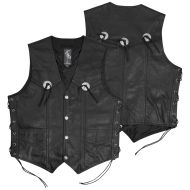 Leather motorcycle vest A-PRO GAMBLER BLACK