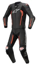 ALPINESTARS LEATHER TEAM Coveralls MISSILE V2 BLACK/FLUO RED
