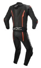 ALPINESTARS LEATHER TEAM Coveralls MISSILE V2 BLACK/FLUO RED