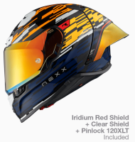 Каска NEXX X.R3R GLITCH RACER ORANGE BLUE