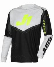 Tricou Motocross Just1 J-Force Hexa Negru/Alb/Galben Fluo