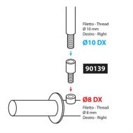 Προσαρμογέας 10mm Δεξιά > 8mm Δεξί Σπείρωμα 90139
