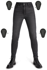 Women's motorcycle jeans PANDO MOTO Kaya Slim Grey - Slim-Fit Armalith®