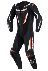 ALPINESTARS LEATHER TEAM 1PCS GP FORCE V2 Negru/Alb/Roșu Fluo