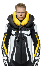 Leather Moto Gear with SPIDI T-2 Neck Dps Airbag ACID GREEN/BLACK