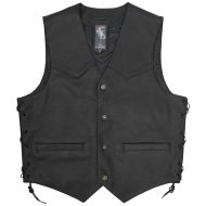 Leather motorcycle vest A-PRO WILD BLACK