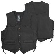Leather motorcycle vest A-PRO WILD BLACK
