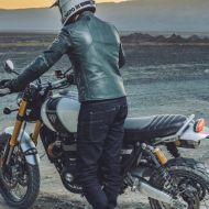 Leather motorcycle jacket SPIDI CLUBBER GREEN/ICE