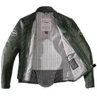 Leather motorcycle jacket SPIDI CLUBBER GREEN/ICE