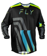 Tricou motocross FLY RACING Kinetic Volt Jersey - Negru/Gri/Teal/Galben