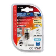 Крушка Mega-Led Hi-Power 11 - 10-30V - (P21W) - BA15s БЯЛА