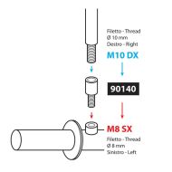 Αντάπτορας καθρέφτη - σπείρωμα Ø 10 mm δεξιά > Ø 8 mm αριστερά