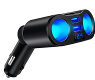 Υποδοχή αναπτήρα 2 πρίζες + 2x USB + βολτόμετρο 12/24V
