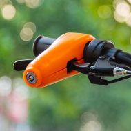 Locking device with alarm for motorbike, scooter, bicycle, ATV orange