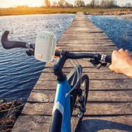 Portable Bluetooth speaker with stand for bike, motorcycle - AUX, USB ports and memory card slot - grey