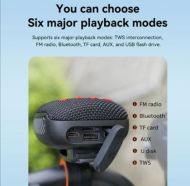 Portable Bluetooth speaker with stand for bike, motorcycle - AUX, USB ports and memory card slot - black